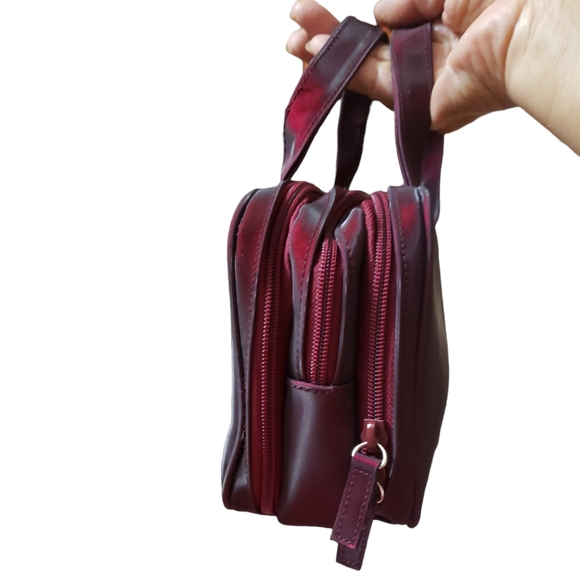 Avon Cosmetic Makeup Bag Travel Case Multi-Compartment Maroon Zipper Closures - Picture 2 of 14